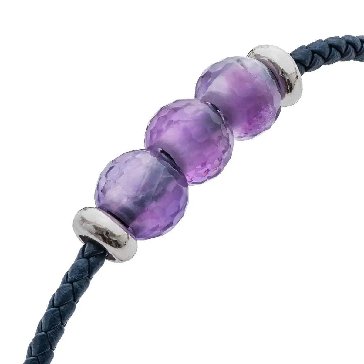 b.yours Lederarmband Amethyst – 925 Silber, Unisex