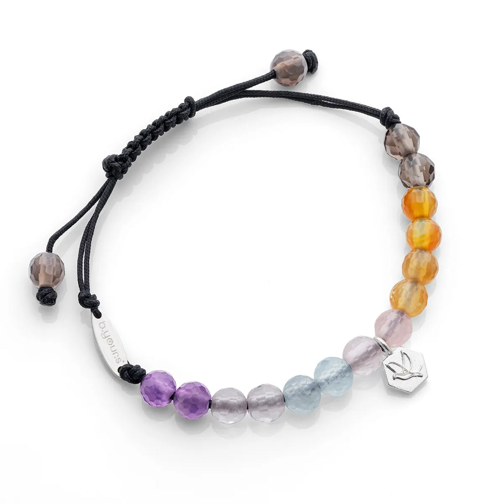 b.yours IN TOUCH Nylonarmband 7 Chakra Schwarz – 750 Gelbgold, Unisex