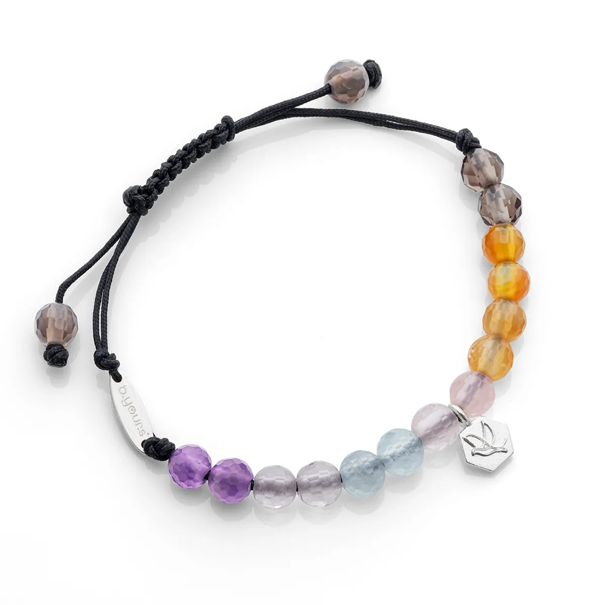 b.yours IN TOUCH Nylonarmband 7 Chakra Schwarz – 750 Gelbgold, Unisex