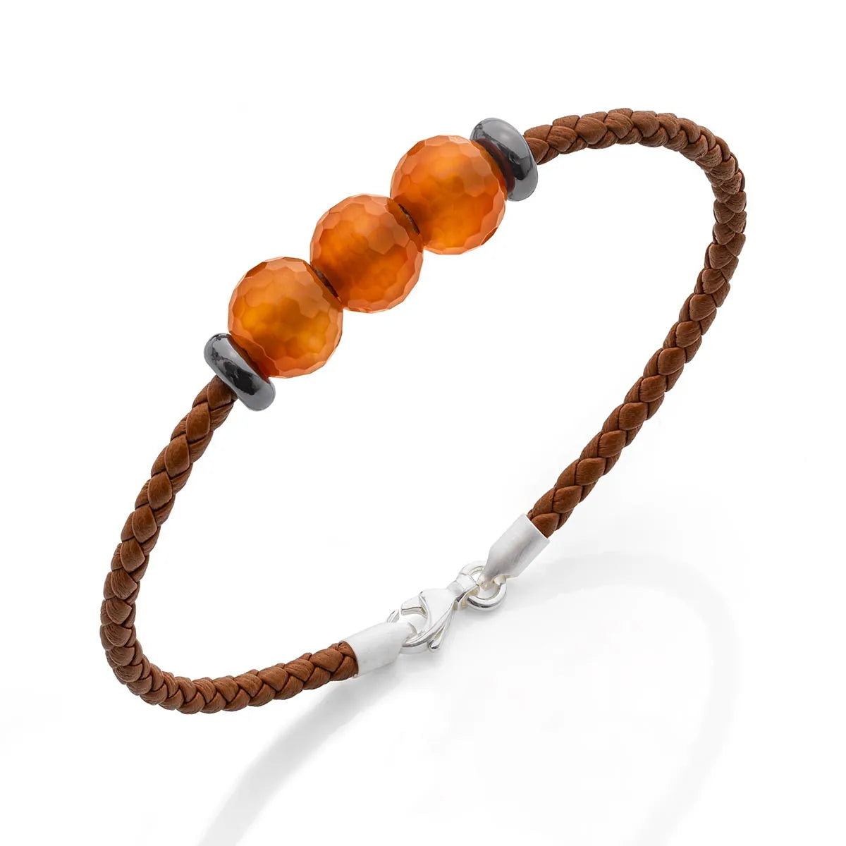 b.yours Lederarmband Karneol – 925 Silber, Unisex