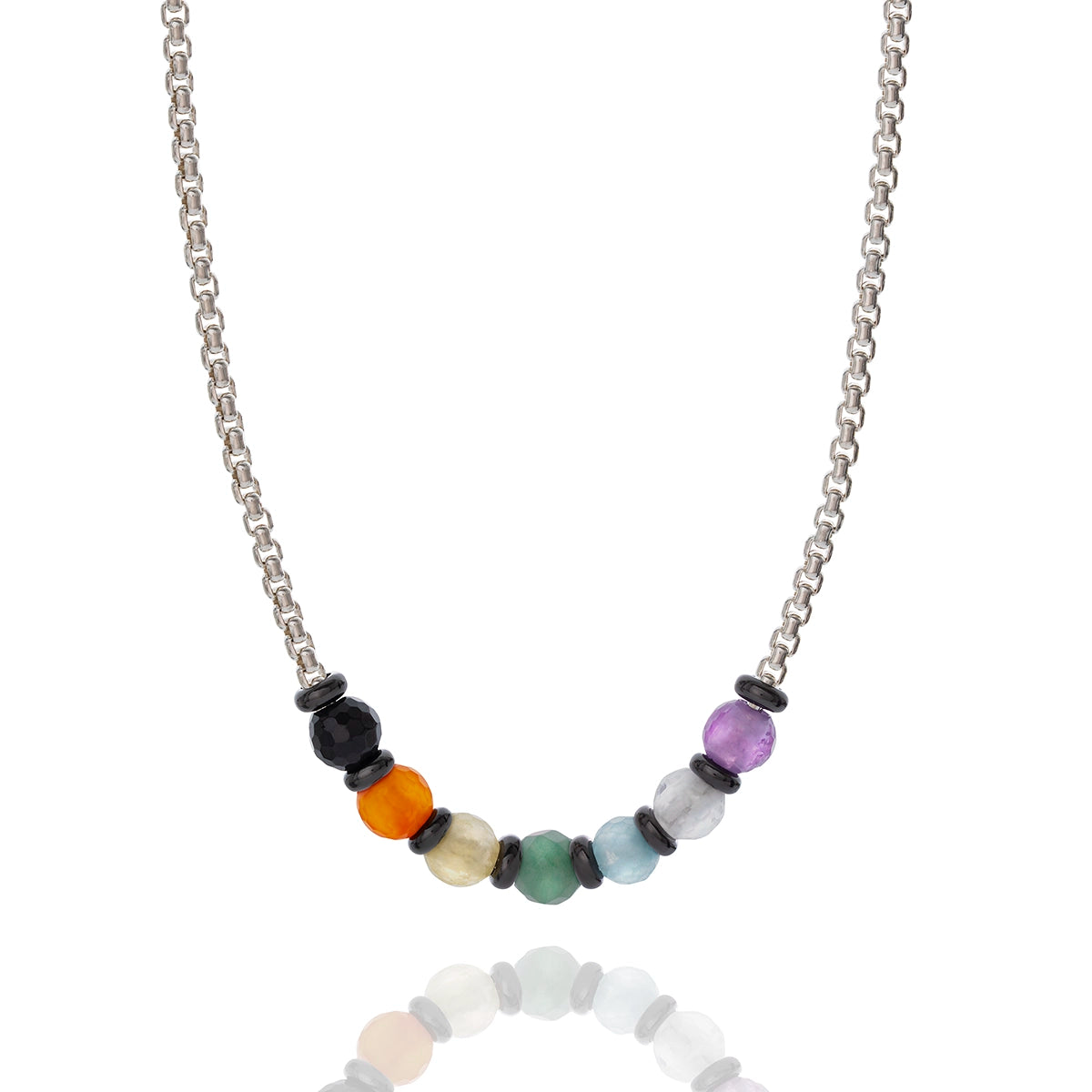 b.yours IN MOVE Kette 7 Chakra Schwarz – 925 Silber, Unisex