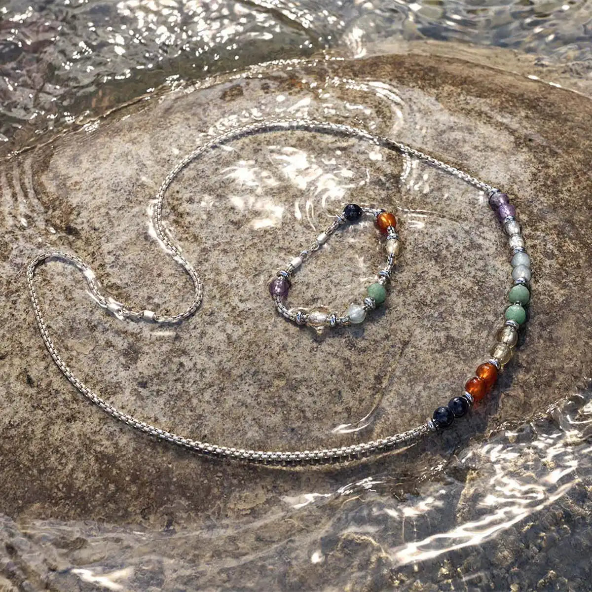 b.yours IN MOVE Kette 7 Chakra – am Handgelenk getragen, 925 Silber, Unisex