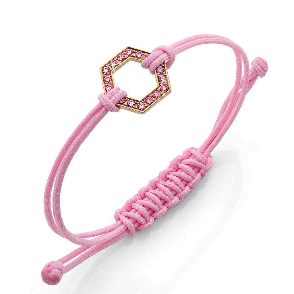 b.yours IN SPARKLE BALANCE Nylonarmband Hexagon Diamant Rosa