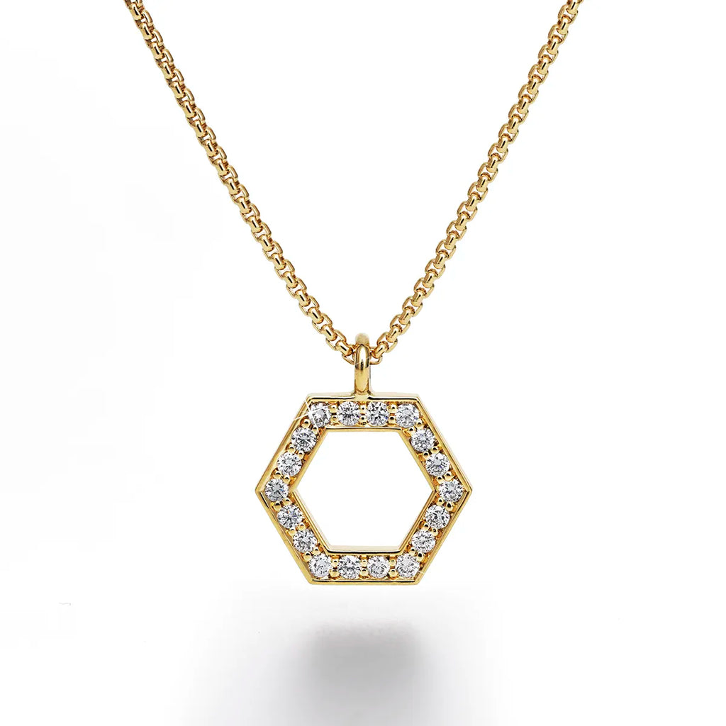 b.yours IN SPARKLE BALANCE Kette Hexagon Diamant Weiß – 750 Gelbgold