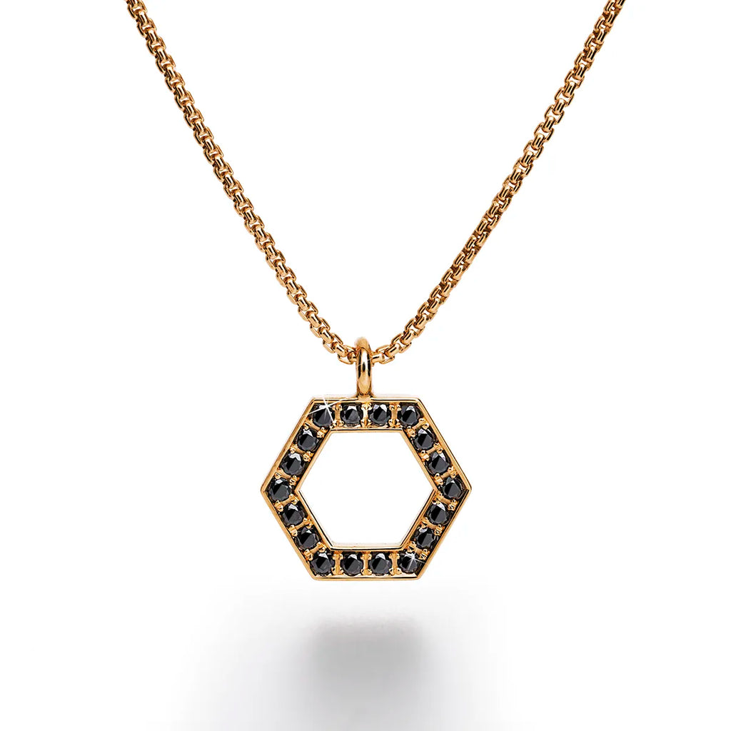 b.yours IN SPARKLE BALANCE Kette Hexagon Diamant Schwarz – 750 Roségold