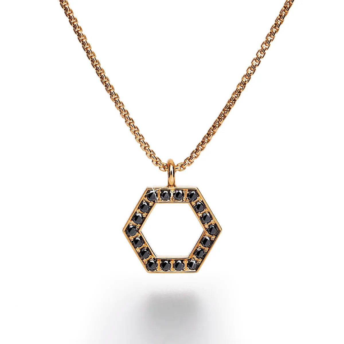 b.yours IN SPARKLE BALANCE Kette Hexagon Diamant Schwarz – 750 Roségold