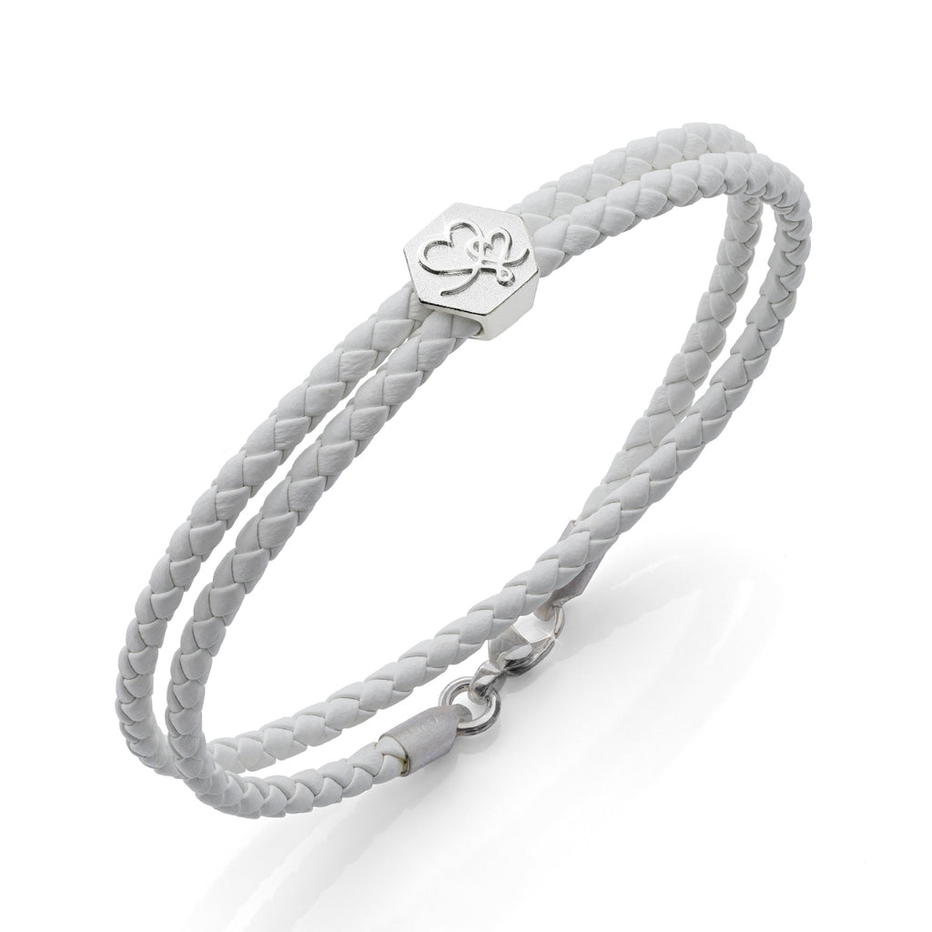 b.yours IN YOU Lederarmband Herz Weiß – 925 Silber, Unisex