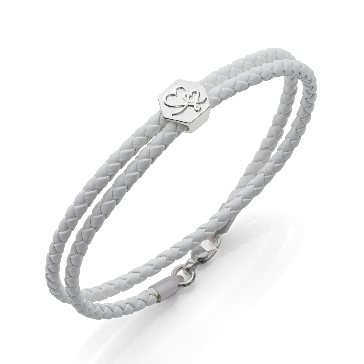 b.yours IN YOU Lederarmband Herz Weiß – 925 Silber, Unisex