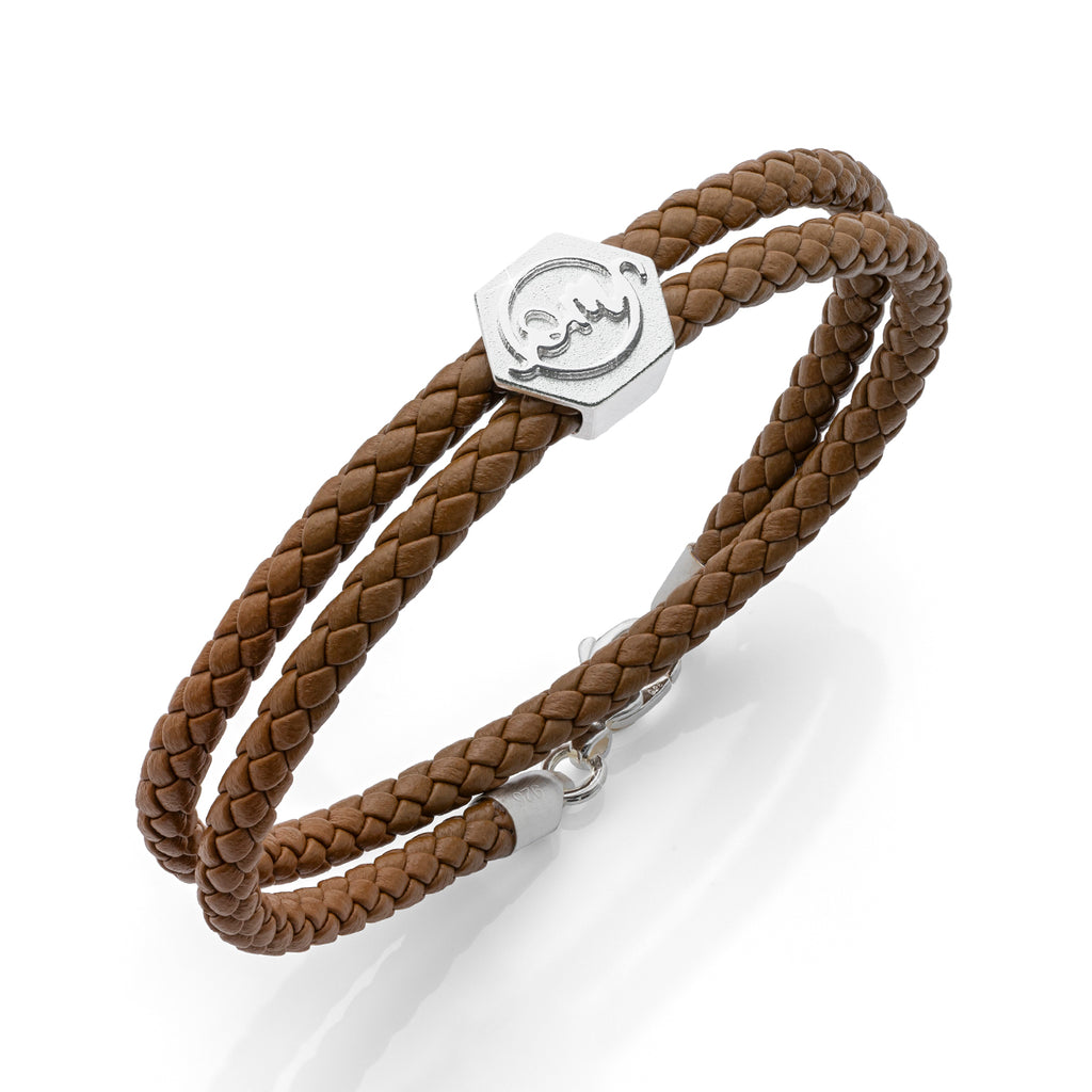 b.yours IN YOU Lederarmband Om Braun – 925 Silber, Unisex