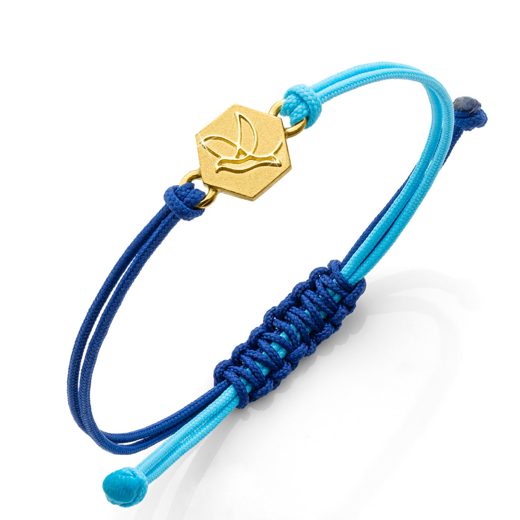 b.yours IN YOU Nylonarmband Taube Dunkelblau – 750 Gelbgold, Unisex